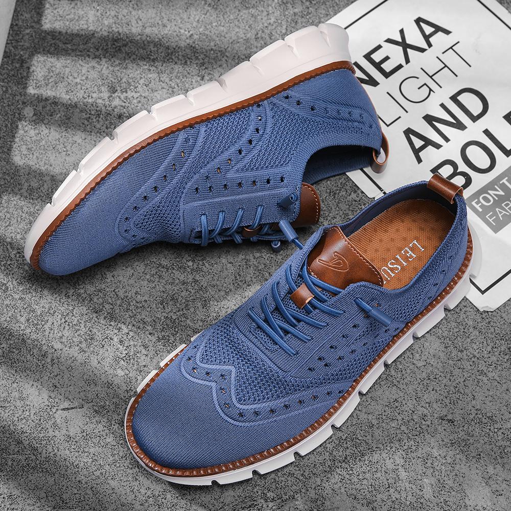 Mens Wingtip Brogue Shoes Mesh Oxfords Casual Sneakers British Style Breathable  Dropshipping Hot Sale
