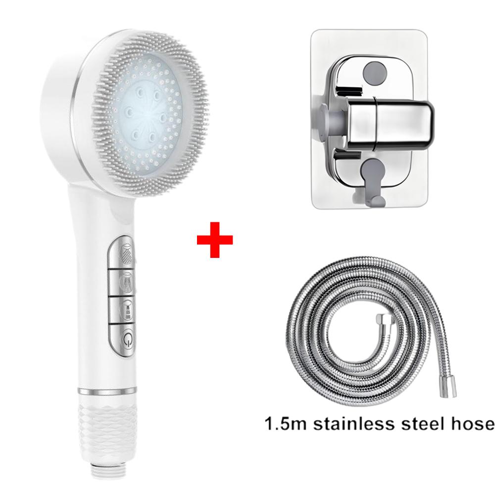 4 Modes Massage Brush Shower Head Large Flow High Pressure Water Saving Handheld Showerhead One-Key Stop Water Shower Nozzle