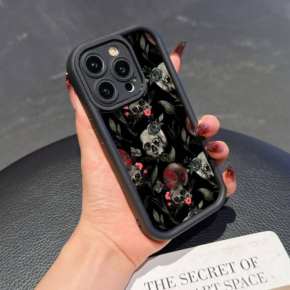 Skull Gothic Creepy Pastel Goth Phone Case For iPhone 17 16 15 14 13 12 11 Pro Plus Max Soft TPU Protection Soft Cover
