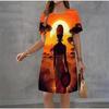 Summer Ladies 3D Printed Short Sleeve Dress Fashion Versatile Breathable Trend Casual