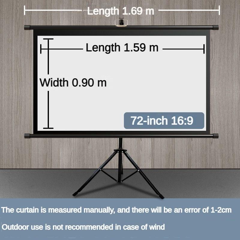 60/72/84 Inches Curtain HD Mobile Portable Tripod Screen Projection Screen Entertainment Projector