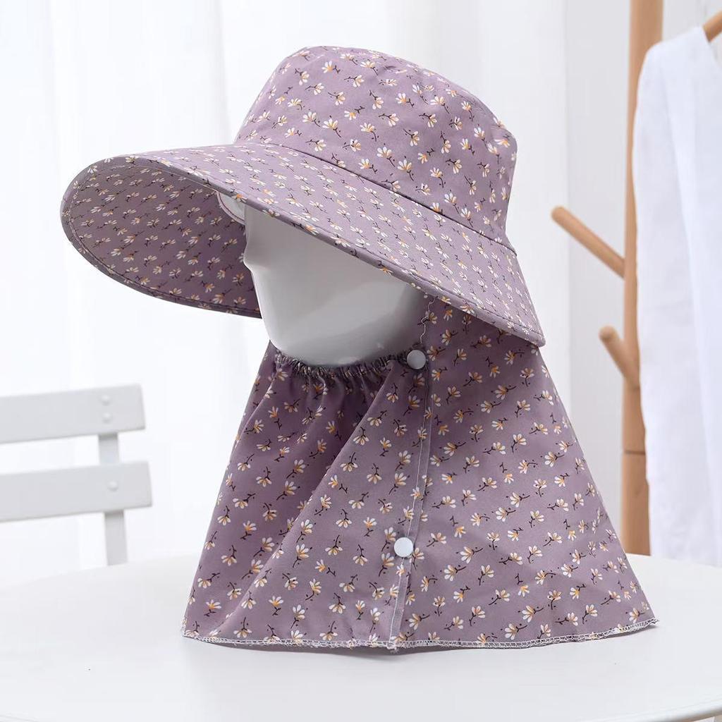 Women's Sun Protection Wide Brim Hat with Face Mask - UV Protection for Summer Activities