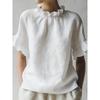 Women Summer New Solid Color Casual Loose Ruffle Short Sleeve Blouse
