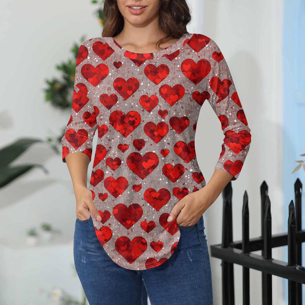 Damen-T-Shirts, 3/4-Ärmel, einfarbig, Pullover, Sommer, Frühling, Tops, Blusen