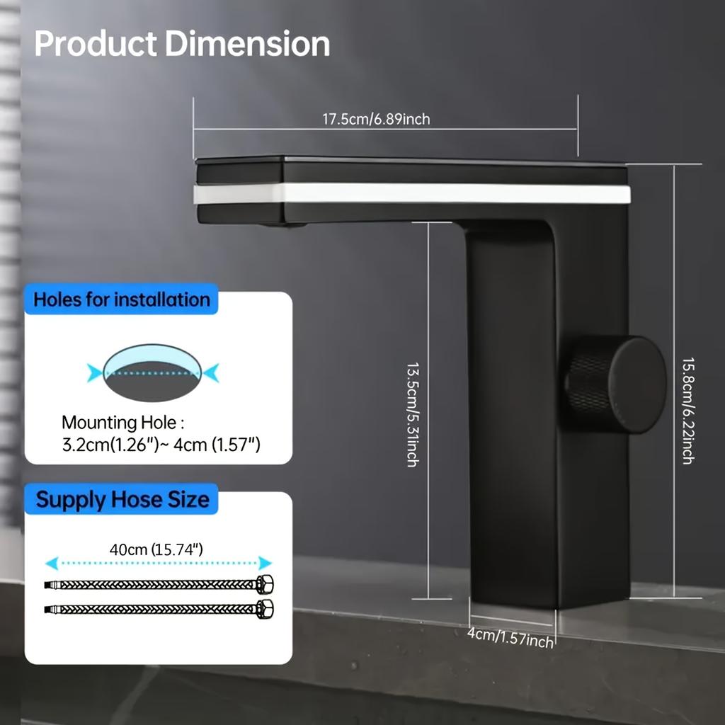 Inteligentná digitálna kúpeľňová batéria s displejom teploty 270° Ambientné LED osvetlenie Úsporný prevzdušňovač