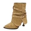 Temperament Spice Girls Nische Hose Stiefel Damen Gürtelschnalle 2025 Neue High Heel Stiefel Spitze Nieten Kurze Stiefel Skinny Einzelstiefel