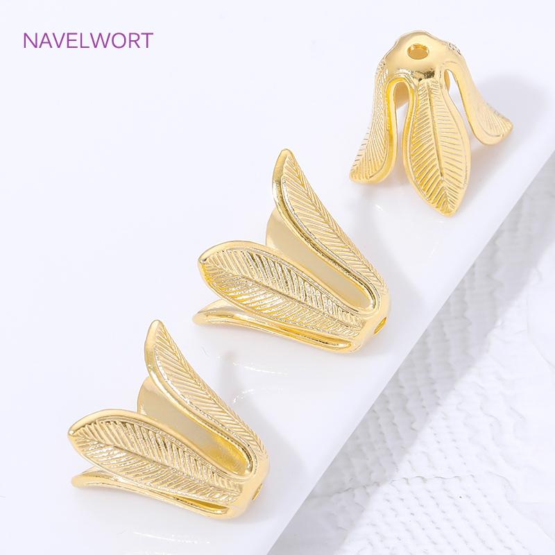 18K Gold Plated Brass Tree Leaf Bead Caps For Bracelet Making,Cap For Beads,DIY Beading Accessories,Materials For Jewelry