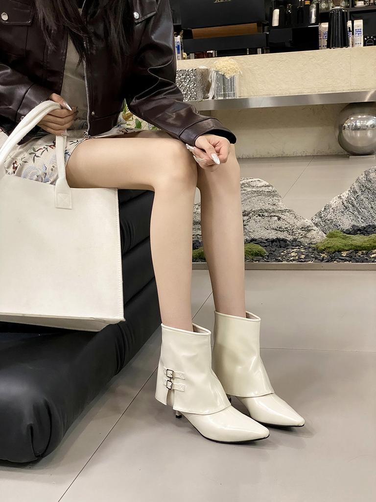 Mode Spitzschuh Damen Stiefeletten 2024 Neuheiten Schwarz Beige Khaki Dünne Hohe Absätze Party Pumps Schuhe Frau Größe 35-40 Kurze Stiefel