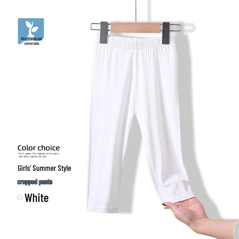 Girls' Modal Leggings for Spring/Summer - Black or White Dance Pants, Medium/Large Sizes