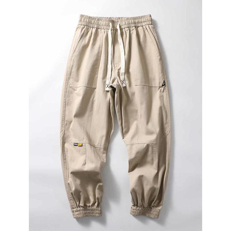 Trendy Retro Pure Cotton Jogger Pants Autumn Straight Cargo Pants