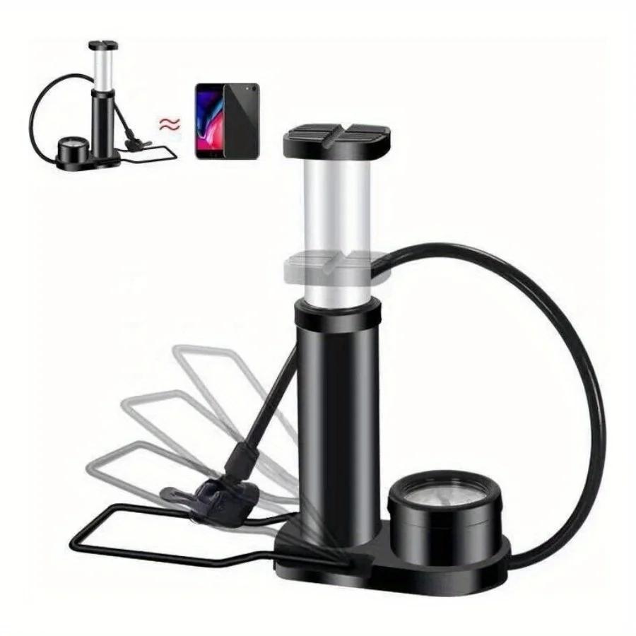Portable Bike Floor Pump Foot Activated For Quick Inflation Bicycle Pump Suitable For MTB & Road Bicycle чёрный