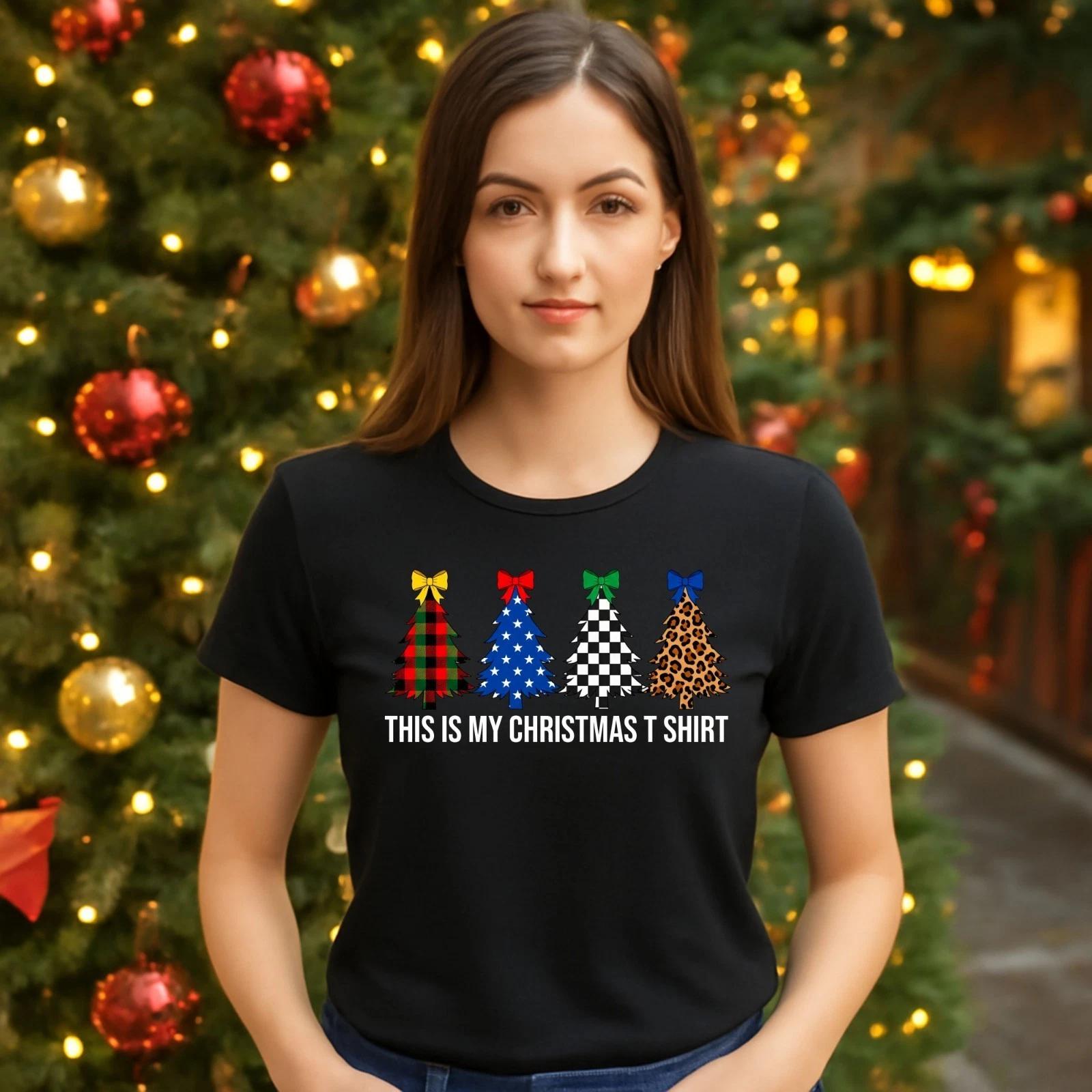 This Is My Christmas T Shirt Printed Xmas Tree Festive Party Gift Crew Neck Top 3XL