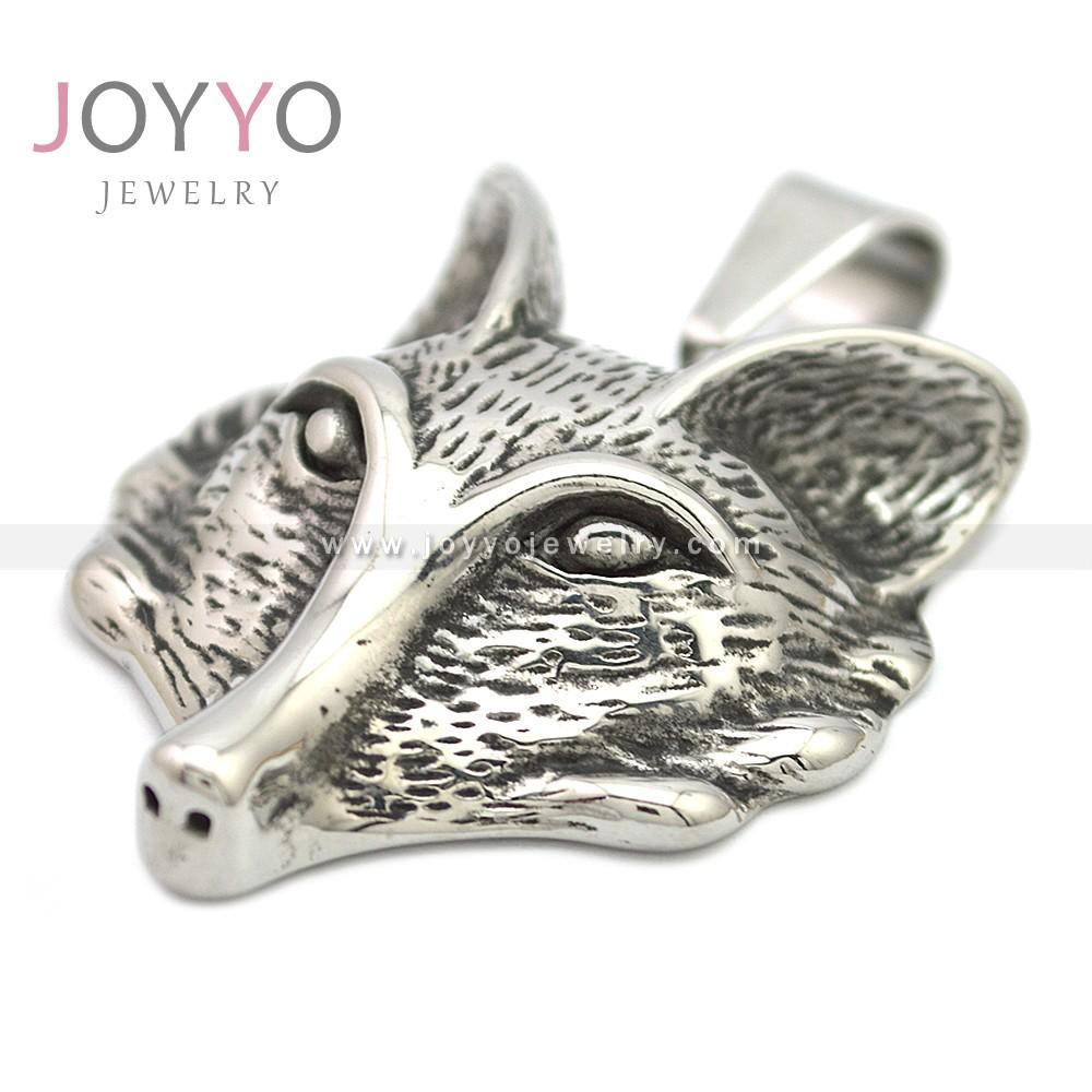 Stainless Steel Charm Nine Tailed Fox Pendant Animal Fox Head Pendants