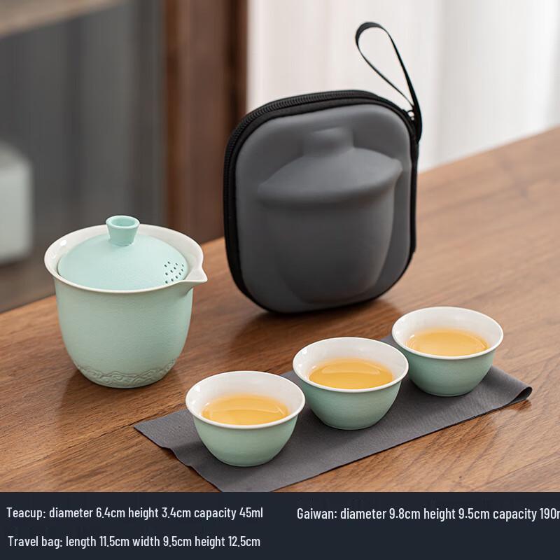 

Shangqi Portable Outdoor Ceramic Gongfu Tea Set with Gaiwan