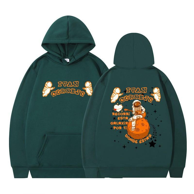Unisex Hooded Sweatshirt With Astronaut Print Loose Fit Casual Sportswear Men Women Teens