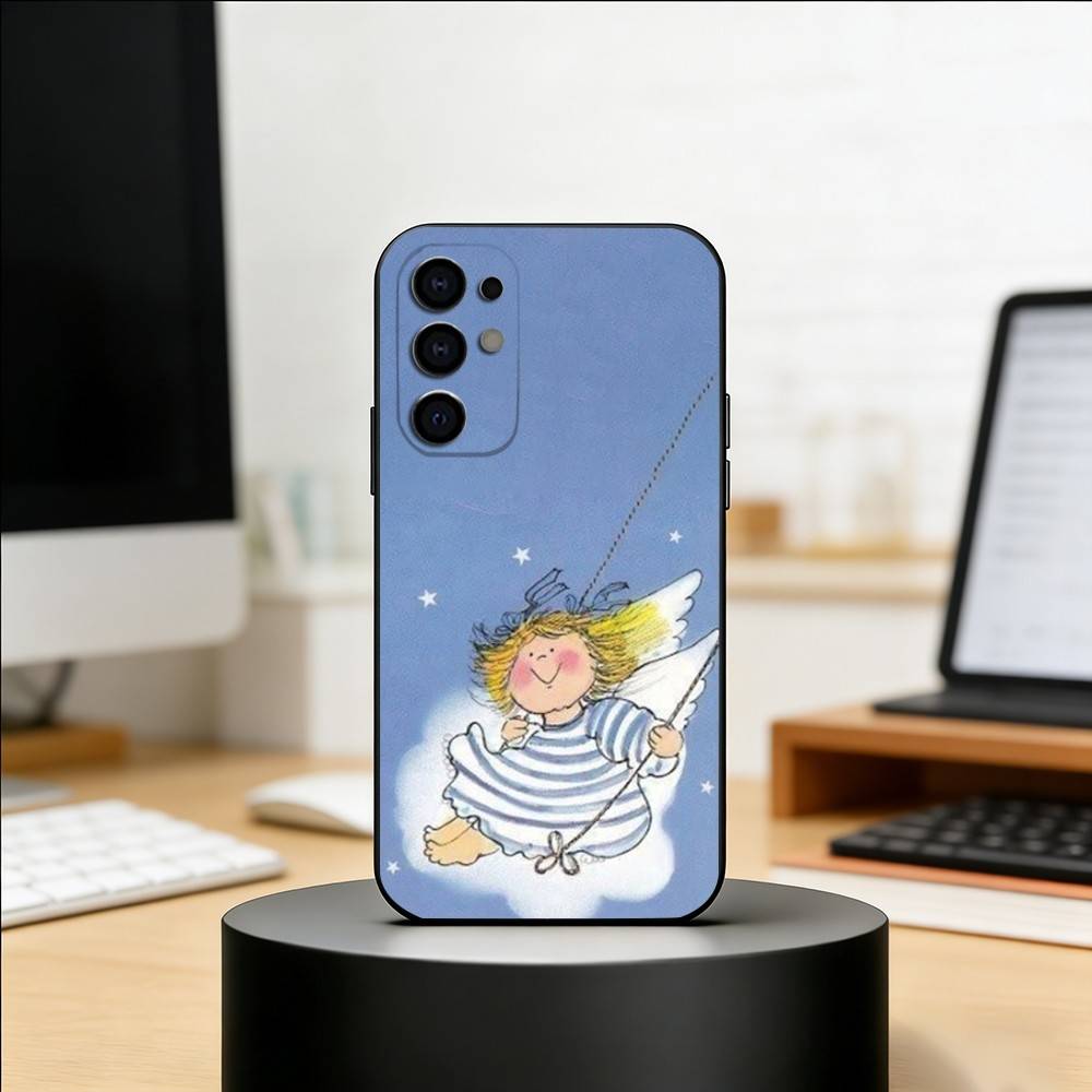 Heilender kleiner Engel Handyhülle Für Samsung S25,S24,S21,S22,S23,S30,Ultra,S20,Plus,Fe,Weiche Silikon Schwarze Hülle