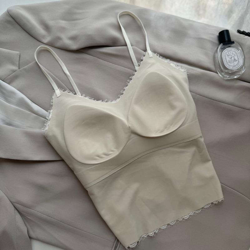 Lace Sexy Pure Sling Vest Women's Bottom Free Bra Skinny Comfortable Back Underwear Top Trend