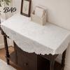 Durable Lace Table Cover Square Floral Doily, Scalloped White Tablecloth, Vintage Style Small Elegant Tablecloth for Coffee Side Tea Party Home Decor