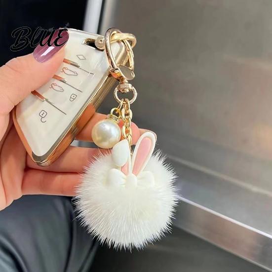 Plush Rabbit Keychain Ear Soft Ball Charm Key Chain Car