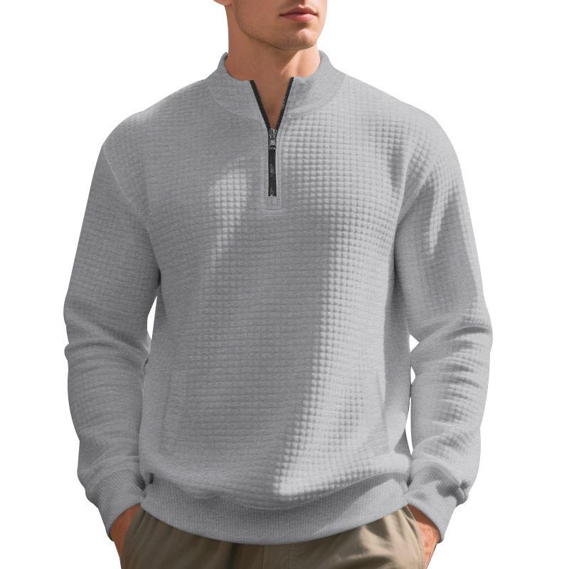 Men Heavyweight Loose Stand Collar Half Zip Casual Pullover Sweatshirt