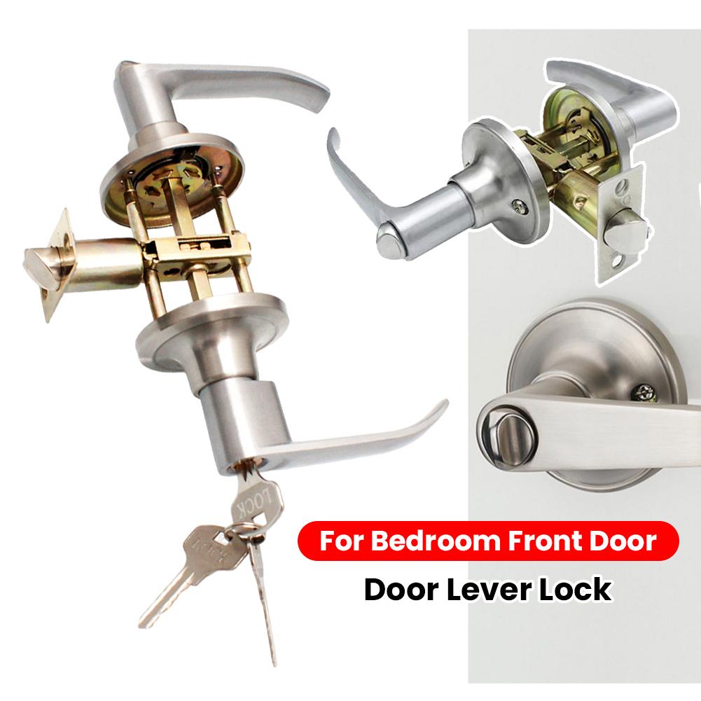 3-1PC Door Lever Lock with 3 Keys Entrance Door Handles Interior Lever Lock Door Knob Replacement for Bedroom Front Door Lock