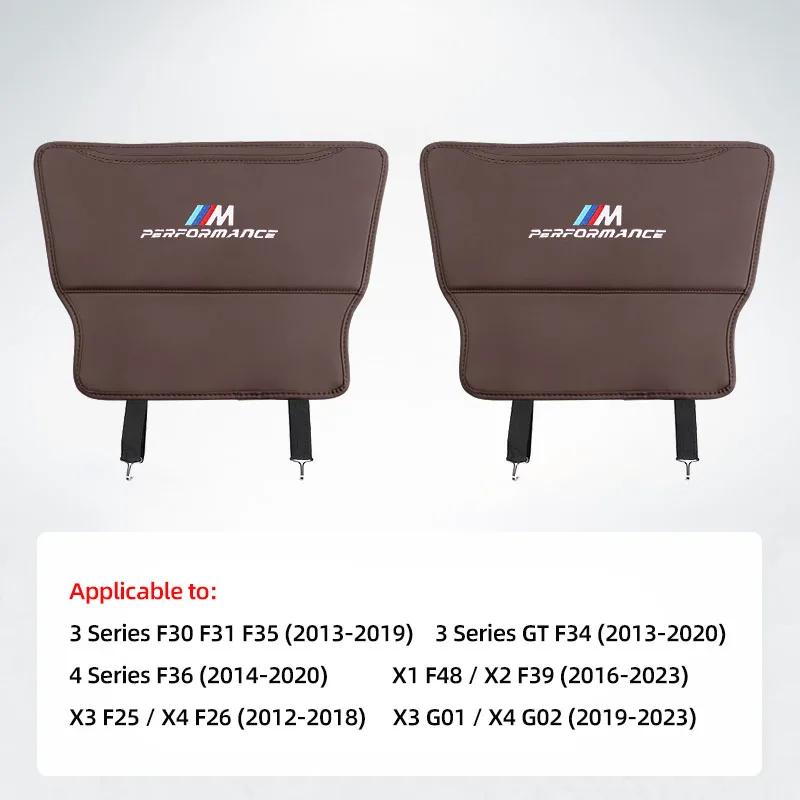 FHJX4 Hot For BMW Car Seat Backrest Anti Kick Protection Pad Leather Anti Scratch Cover For BMW E46 E90 E60 F30 F10 E39 i3 i4 X1 X2 X3
