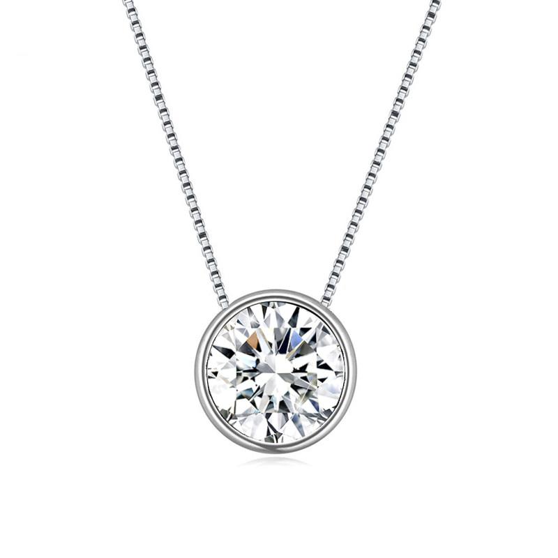 Original Crystals from Austria Mini Round Beads Pendant Necklace Silver Color Choker for Women Girls Party Daily Jewelry 8MM
