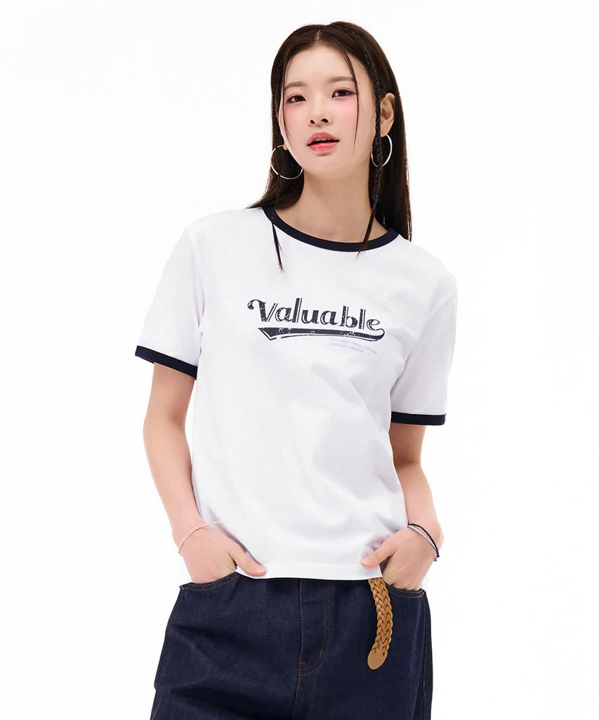 CHASECULT Women'S Graphic Ringer Short Sleeve T-Shirt - White