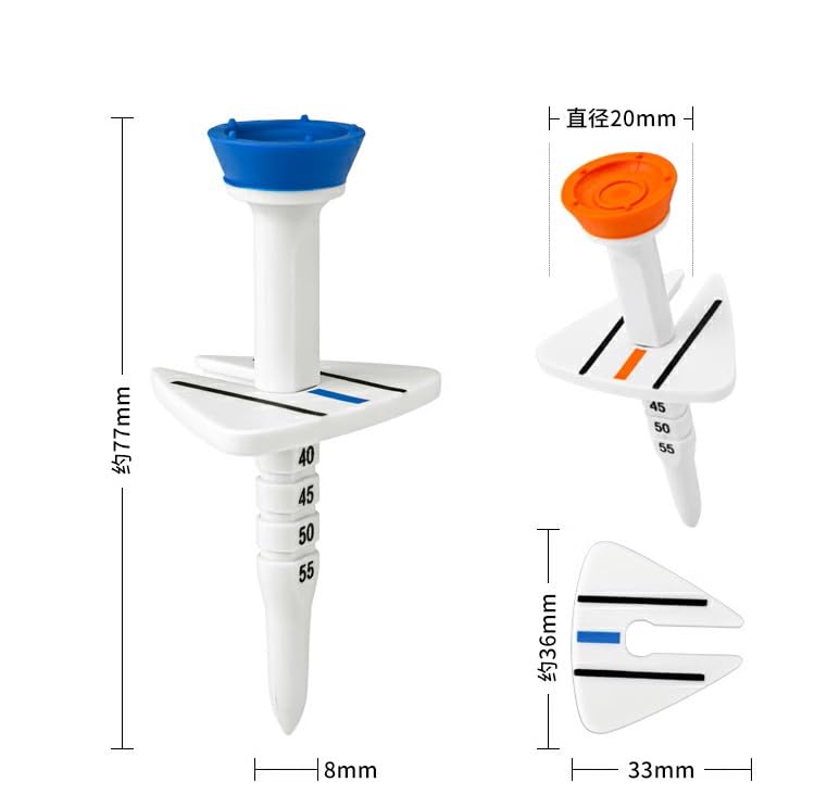 MZsplus Adjustable Golf 5 Height Perfect for Gifts and Competition Prizes Tees, 12-Piece Set, Settings, (12 Tees)