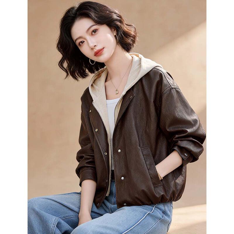 EST+II Women's Color-Block Hooded Casual Short Jacket