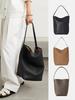 Row Lychee Grain Cowhide Bucket Bag - Large Capacity Minimalist Shoulder Handbag for Women