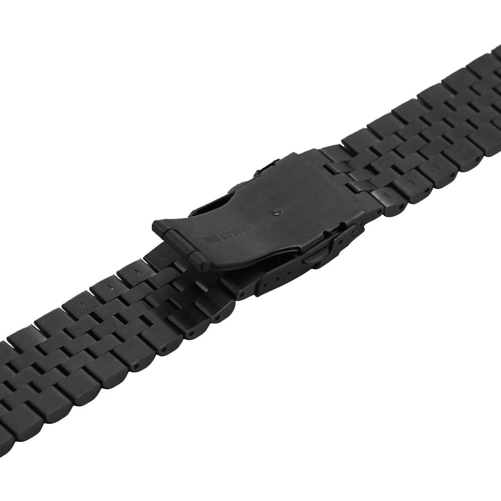 [Kai Tian] Premium 3D Effect Watch Band, Stainless Steel, 20mm / 22mm Watch Strap, Round & Durable Metal Watch Bracelet, Watch Strap with Double Lock,