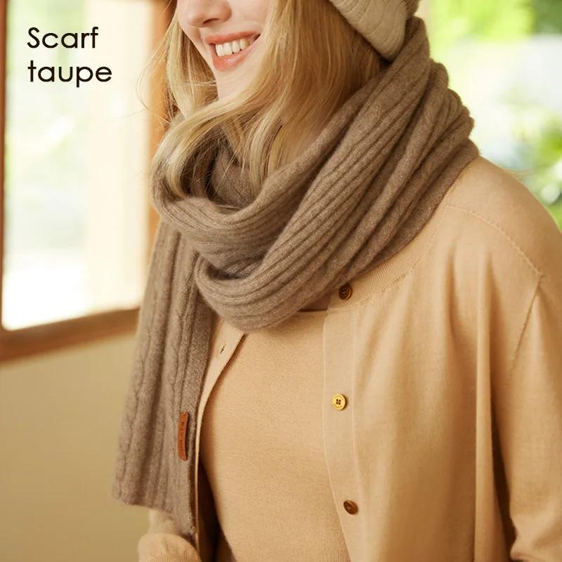 Women 100% Cashmere Scarf Cable Ribbed Knit Neck Warmer Thick Winter Pure Cashmere Women Men Scarves Luxury