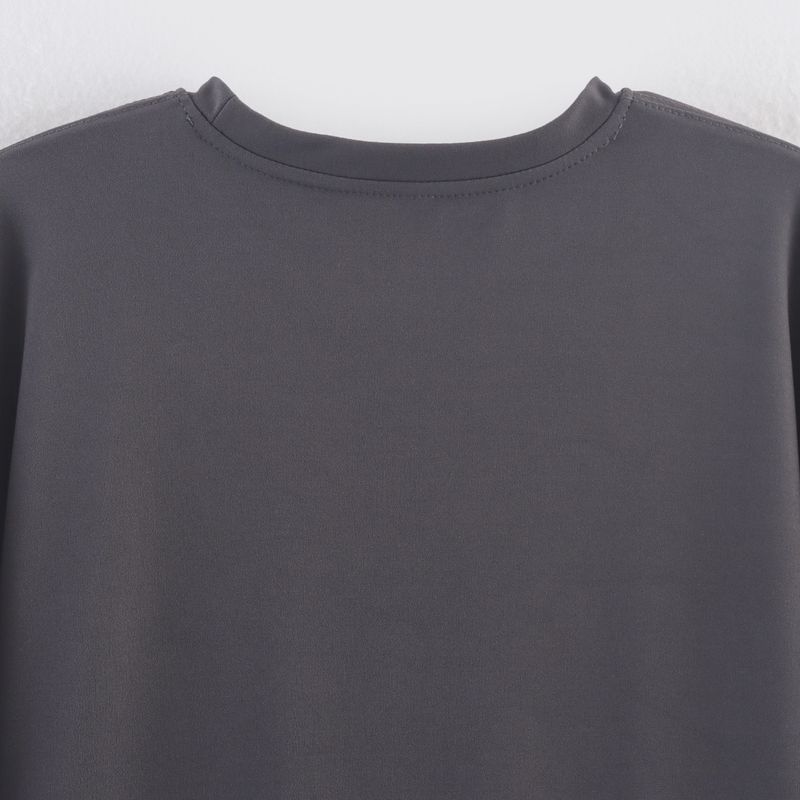 Kaslead New Women clothes Western Style Fashion Laminated Decorative Sleeve round Neck Short Sleeved T-shirt 4424154