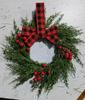 Christmas Kitchen Cabinet Wreaths With Plaid Bow Ribbon Hanging Cabinet Doors Wreaths Decorative For Kitchen Window Outdoor Indoor Holiday Decor