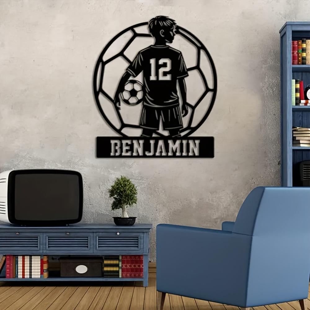 Cartello Nome Calciatore in Metallo Personalizzato Decorazione Personalizzata per Porta e Parete Regalo per la Stanza dei Ragazzi