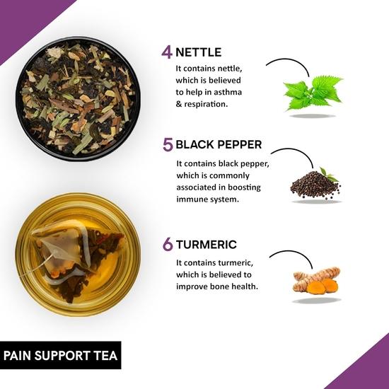 Teacurry Pain Support Tea (1 month Pack, 30 Tea Bags) - Helps with Pain, Headaches & Joint Support