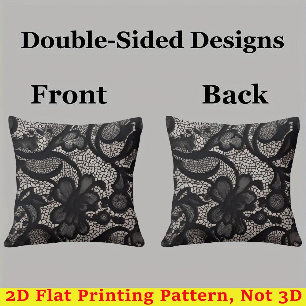 Black Laces Square Jacquard Pillow Cover for Sofa Office Waist Cushion Cover Home Decorative Pillowcase