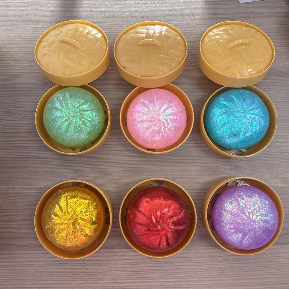 Neu 1-12 Stück Glitzer-Knödel Glitzer-Knödel Squishy Mit Box Knödel Sensorisches Knetspielzeug Zur Stressbewältigung