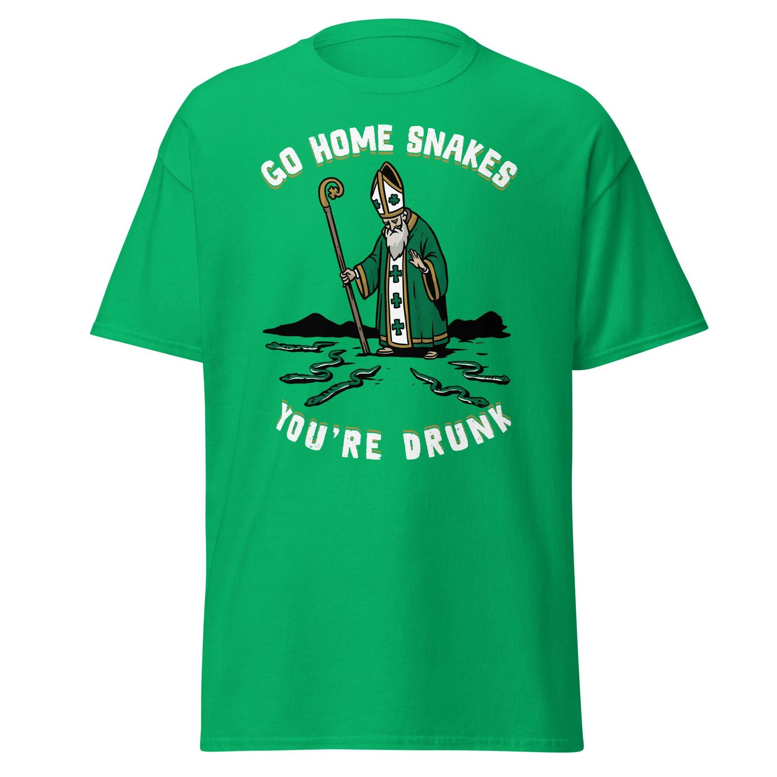 Go Home Snakes You re Drunk Funny St. Patrick Paddy s Day T-Shirt Size S-3XL Tee S