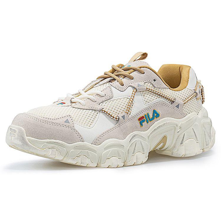 Fila Fusion Fluid Mesh Synthetic Leather Cat Paw Retro Low Top Casual Shoes Women Sneaker Gray White Yellow T12W031117FPA