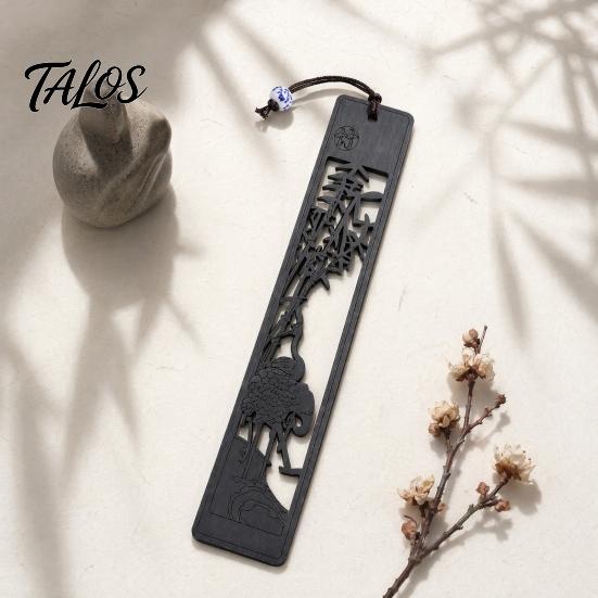 Talos Wooden Hollow Carved Bookmark, Plum Orchid Bamboo Chrysanthemum Classical Page Marker for Business Gift, Elegant Book Accessory