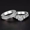 2Pcs Couple Rings Cubic Geometry Shape Men Zirconia Women Shiny All Match