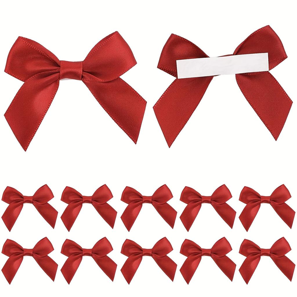 2.5-inch 50-pc Self-adhesive Ribbon Bow with Ribbon, for Gift Packaging, Double-sided Tape Pre-made Ribbon Bow, for Making Crafts