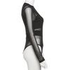 European American Stylish Black Mesh See-Through Long Sleeve T-shirt Women's Sexy Slim Fit Cut-out Bodysuit