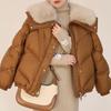 Coat for Women Thickened Plush Winter Windbreaker Oversize Waterproof Casual Zipper Down Jacket