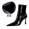 European and American Fashion Banquet Women's Short Tube Thin Heel Super High Heel Pointed Winter Side Zipper Short