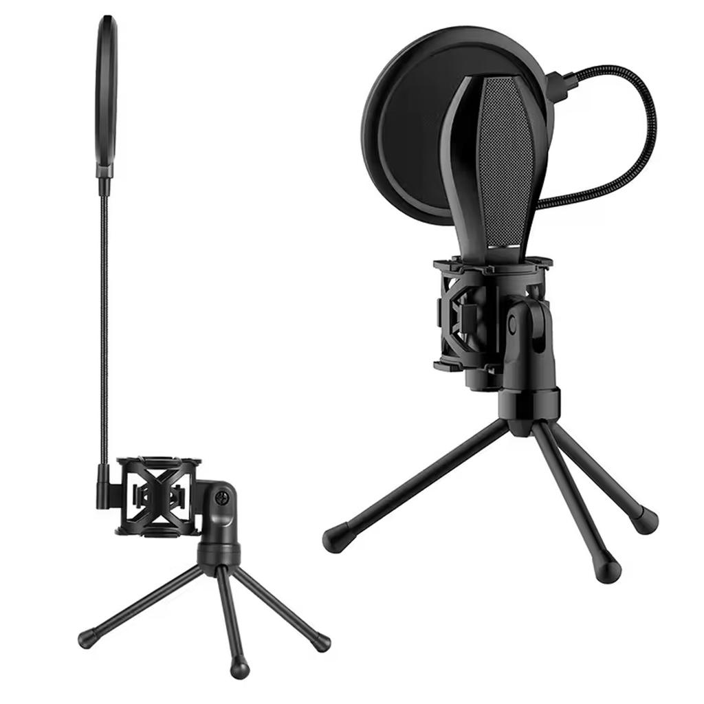 Universal Microphone Stand Foldable Desktop Tripod Mic Stand with Shock Mount Portable Gooseneck Microphone Holder Bracket New