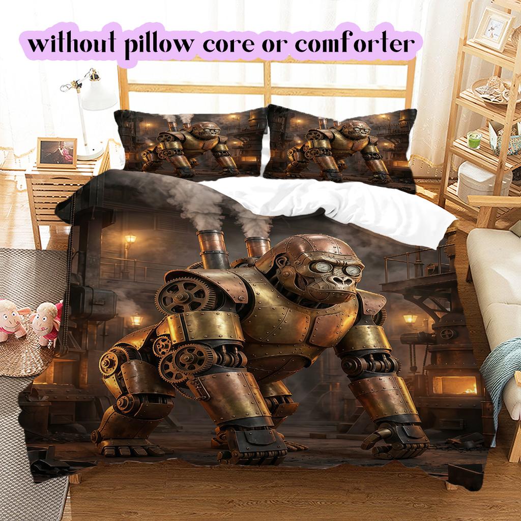 Medieval MachineryPattern Bedding Quilt Set Quilt Cover Pillowcase Home Decoration Birthday Gift (1 * duvet cover + 2 * pillowcase, without core)