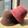 Fischerhut Damen Herbst und Winter Koreanische Mode Vielseitig Schlicht Gesicht zeigend Klein Warm und Kältefest Gestrickte Mütze